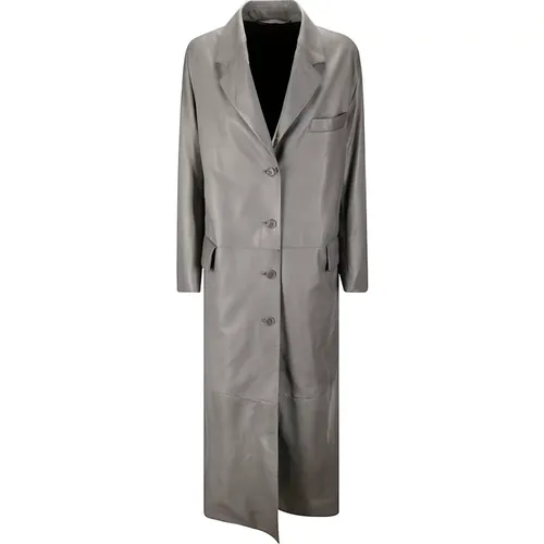 Leather Single-Breasted Coat with Pockets , female, Sizes: XS - Salvatore Santoro - Modalova