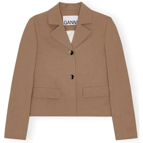 Melange Fitted Blazer Ganni - Ganni - Modalova