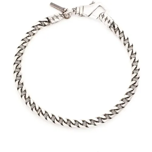 Square Chain Bracelet in Sterling Silver , male, Sizes: L - Emanuele Bicocchi - Modalova