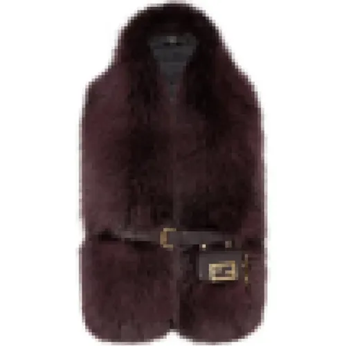 Aubergine Fox Stole Elegant Fashion Accessory , female, Sizes: ONE SIZE - Fendi - Modalova