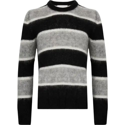 AMARÁNTO, Round-neck Knitwear, male, , Size: S Striped Wool Sweater Grey - Amaránto - Modalova