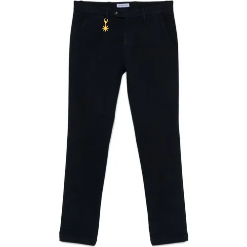 Slim Cut Textured Trousers , male, Sizes: M, L - Manuel Ritz - Modalova