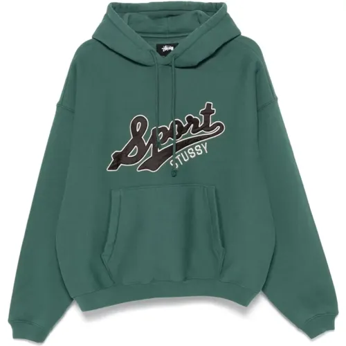 Sweater with Hood and Logo Patch , male, Sizes: S - Stüssy - Modalova