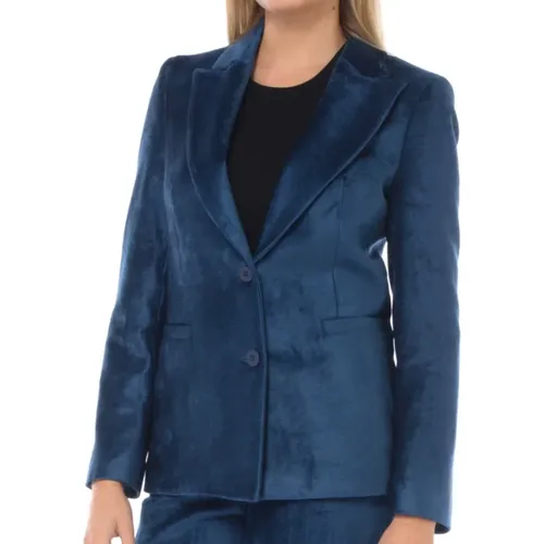 Blaue Jacken mit Knopfverschluss , Damen, Größe: L - Kaos - Modalova