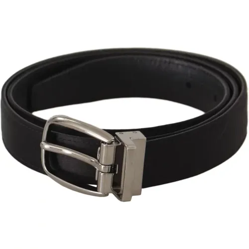 Belts, male, , Size: 90 CM Leather Logo Buckle Belt - Dolce & Gabbana - Modalova