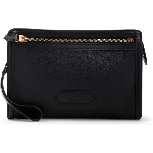 Schwarze Leder Tasche Herren Accessoires - Tom Ford - Modalova