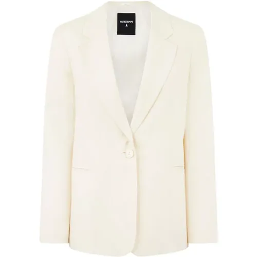 Blazers, female, , Size: M Ivory Oversized Button Blazer - PATRIZIA PEPE - Modalova