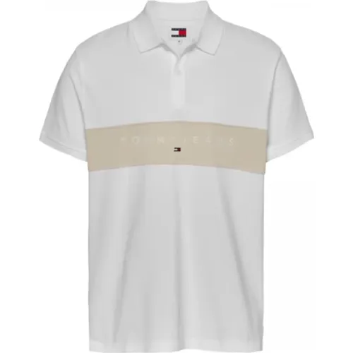 Weißes Polo Shirt mit Farbblock , Herren, Größe: XL - Tommy Hilfiger - Modalova