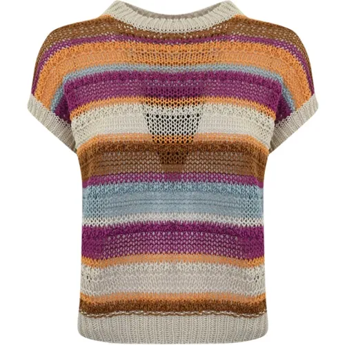 Linen Knit Sweater Horizontal Stripes , female, Sizes: M - Max Mara Weekend - Modalova