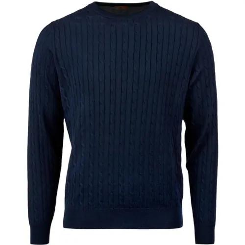 Round-neck Knitwear, male, , Size: S Cable Knit Crew Neck Sweater - Stenströms - Modalova