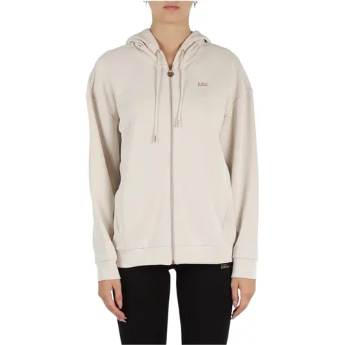 Modal Zip Hoodie mit Logo-Plakette , Damen, Größe: XS - Emporio Armani EA7 - Modalova