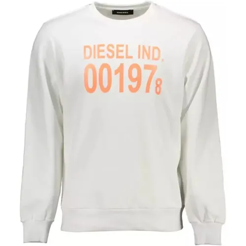 Knackiges Weißes Bedrucktes Baumwoll-Sweatshirt , Herren, Größe: M - Diesel - Modalova