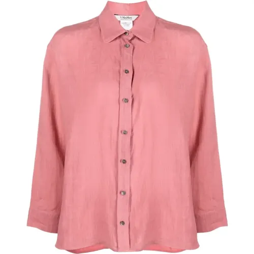 Flamingo Pink Linen Shirt , Damen, Größe: 2XS - Max Mara - Modalova