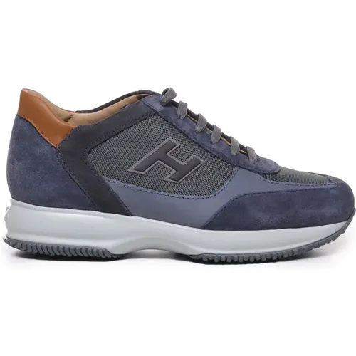 Blue Suede Sneakers with Flocked H , male, Sizes: 6 UK, 6 1/2 UK, 7 UK, 11 UK, 8 1/2 UK, 5 UK, 5 1/2 UK, 10 UK - Hogan - Modalova
