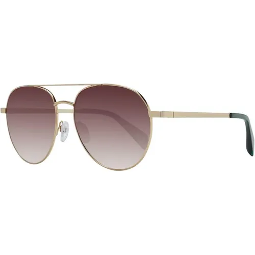 Sunglasses, male, , Size: ONE SIZE Gold Aviator Sunglasses with Brown Lenses - Ted Baker - Modalova