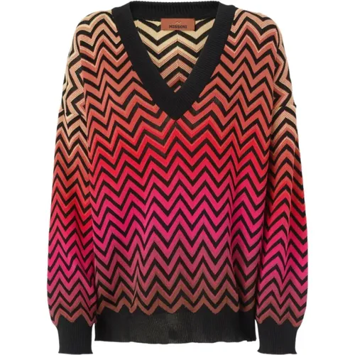 V-neck Knitwear, female, , Size: 2XS Red Sweater Women's Clothing - Missoni - Modalova