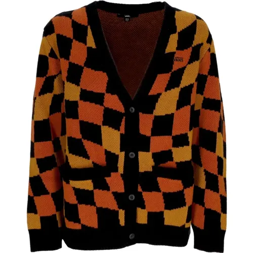 Cardigans, female, , Size: M/L Check Print Cardigan Sweater Black/Ginger - Vans - Modalova