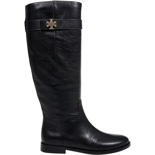 Schwarzer Reitstiefel mit T-Verschluss - TORY BURCH - Modalova