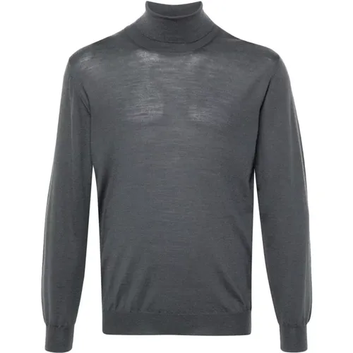 Turtlenecks, male, , Size: M Grey Derby Sweater - Fedeli - Modalova