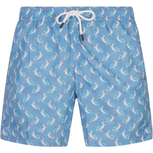 Beachwear, male, , Size: 2XL Blue Pelican Swim Shorts - Fedeli - Modalova