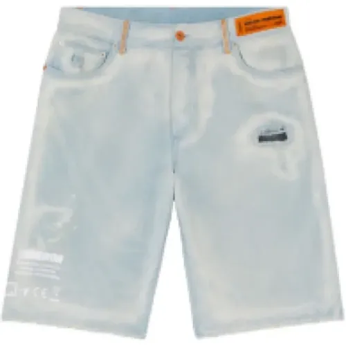 Hammer Denim Shorts - Size 31, Medium Grey/White , male, Sizes: W32 - Heron Preston - Modalova