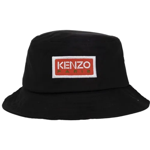 Schwarzer Eimerhut mit Logo Kenzo - Kenzo - Modalova