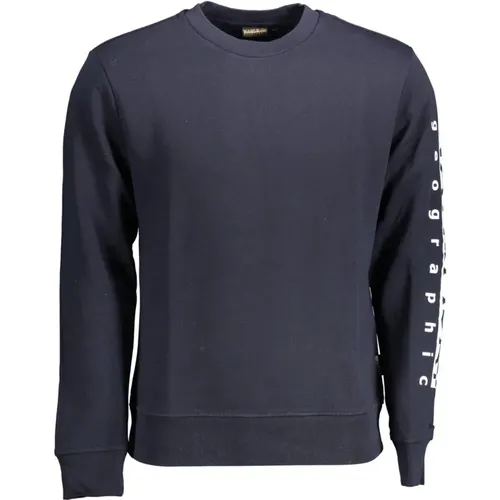 Blaues Sweatshirt Rundhals Druck Logo - Napapijri - Modalova