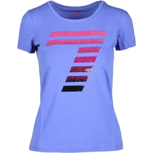 Baumwolle Elasthan T-shirt , Damen, Größe: S - Emporio Armani EA7 - Modalova