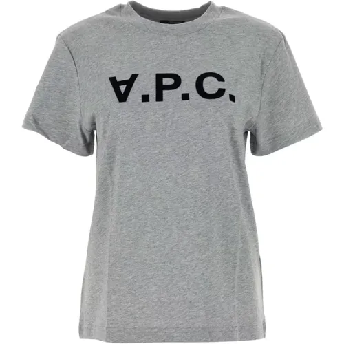 Graues Baumwoll T-Shirt , Damen, Größe: S - A.P.C. - Modalova