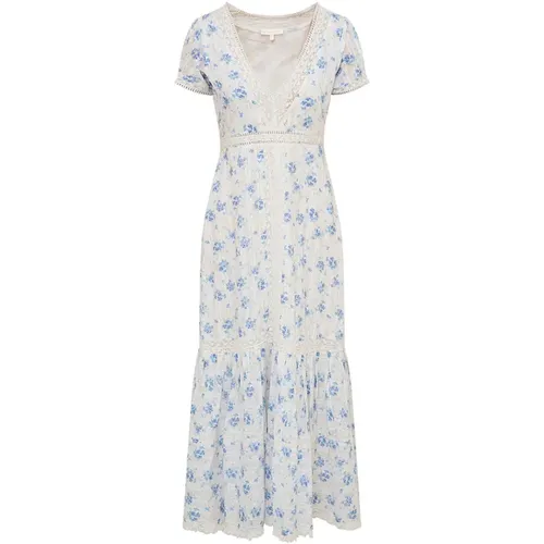 Blue Floral Lace Maxi Dress , female, Sizes: L - Loveshackfancy - Modalova