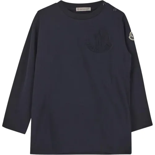Stilvolles Navy Langarm T-Shirt - Moncler - Modalova
