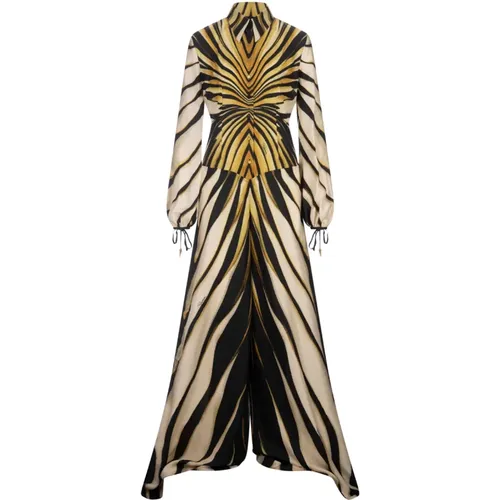 Golden Ray Of Gold Shirt Dress , female, Sizes: XS, S - Roberto Cavalli - Modalova