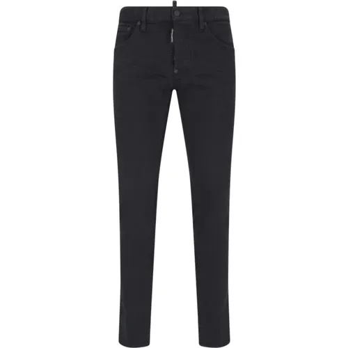 Schwarze Skinny Jeans mit Logo-Detail - Dsquared2 - Modalova