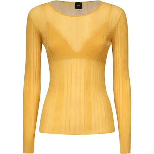 Round-neck Knitwear, female, , Size: S Love Birds Embroidered Sweater - pinko - Modalova