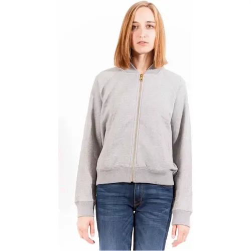 Graues Baumwoll-Sweatshirt mit Reißverschluss und Logo , Damen, Größe: XS - Gant - Modalova