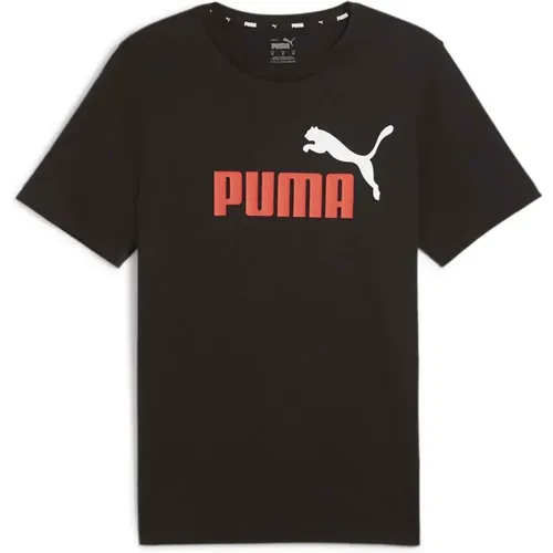 T-Shirts, male, , Size: L Ess+ Tee Logo T-Shirt - Puma - Modalova