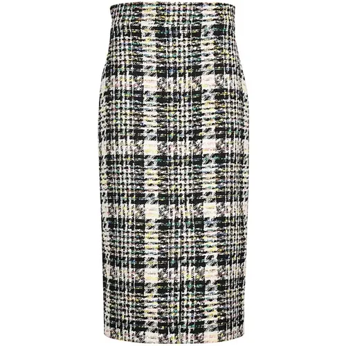 Seiden Tweed Midi Rock mit Schlitz - alexander mcqueen - Modalova