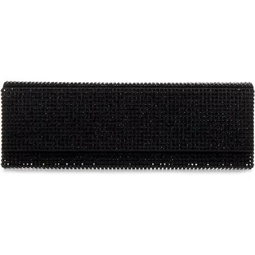 Schwarze Seidensatin-Kristallclutch - Amina Muaddi - Modalova