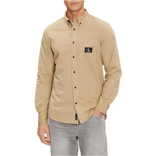 Long Sleeve Men's Shirt , male, Sizes: S, M, L - Calvin Klein Jeans - Modalova