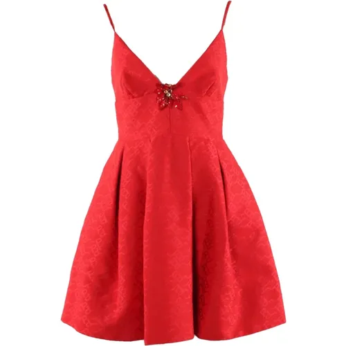 Rotes Kleid mit Abnehmbarer Brosche , Damen, Größe: M - pinko - Modalova