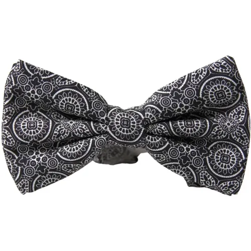 Bowties, male, , Size: ONE SIZE Silk Bow Tie White Fantasy - Dolce & Gabbana - Modalova