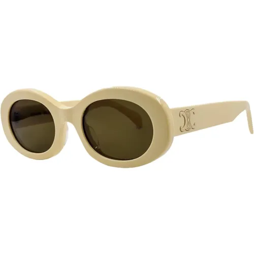Triomphe Oval Sunglasses - Cream , female, Sizes: ONE SIZE - Celine - Modalova