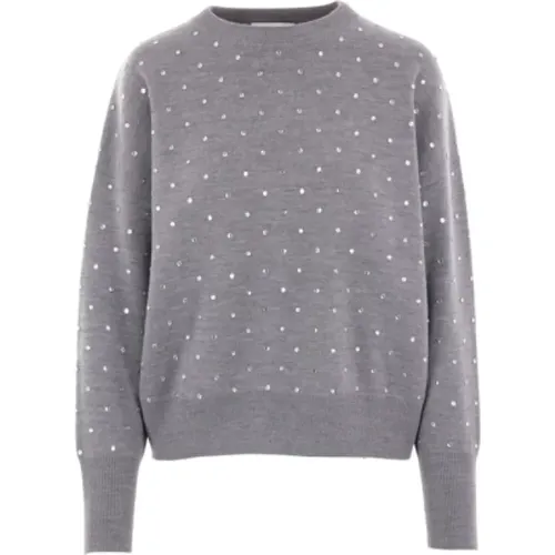 Crystal Embellished Grey Wool Sweater , female, Sizes: S, M - Paco Rabanne - Modalova