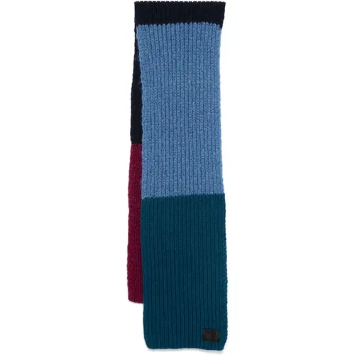 Winter Scarves, male, , Size: ONE SIZE Blue Patchwork Wool Blend Scarf - Paul Smith - Modalova