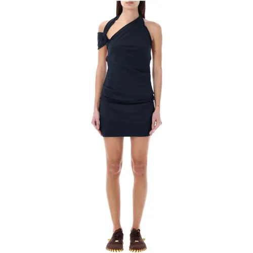 Strappy Asymmetrical Mini Dress Dark Obsidian , female, Sizes: L, XL - Nike - Modalova