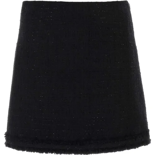 Schwarzer Tweed Minirock , Damen, Größe: XS - Versace - Modalova