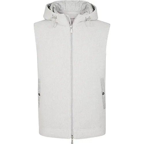 Vests, male, , Size: S Cashmere Wool Hooded Gilet - Eleventy - Modalova