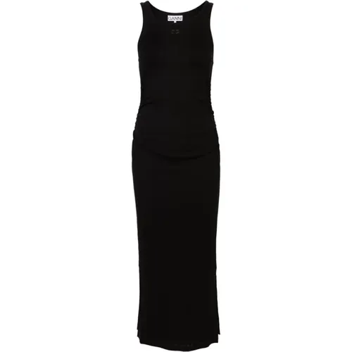 Schwarzes Midi-Kleid für Frauen , Damen, Größe: S - Ganni - Modalova