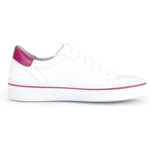 Weiße Leder Low Top Sneakers , Damen, Größe: 39 EU - Gabor - Modalova