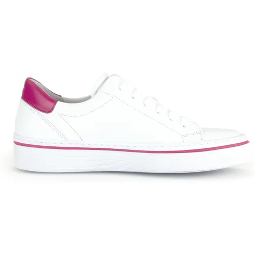 Weiße Leder Low Top Sneakers , Damen, Größe: 41 EU - Gabor - Modalova